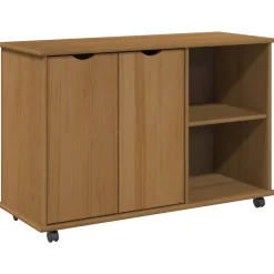 vidaXL Rolling Kast Honingbruin 100 x 39 x 65,5 cm Massief Vurenhout