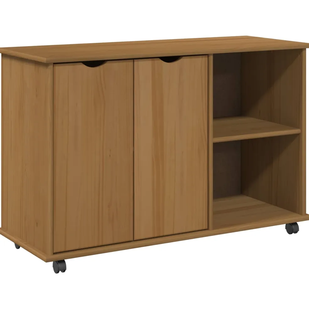 vidaXL Rolling Kast Honingbruin 100 x 39 x 65,5 cm Massief Vurenhout