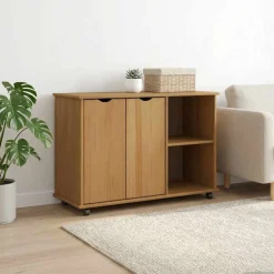 vidaXL Rolling Kast Honingbruin 100 x 39 x 65,5 cm Massief Vurenhout