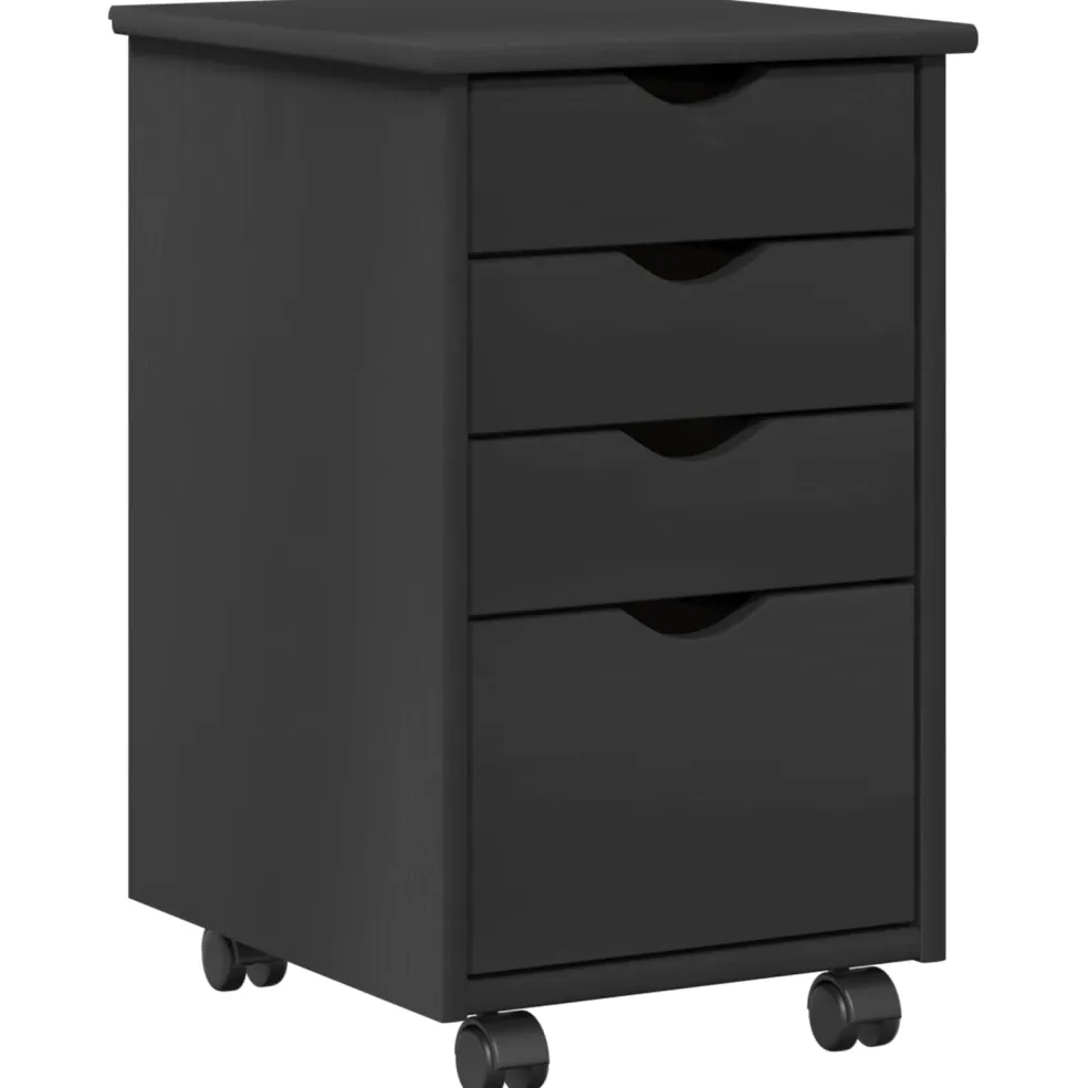 vidaXL Rolling Kast met wiel Grijs 34 x 39 x 56 cm Massief grenenhout