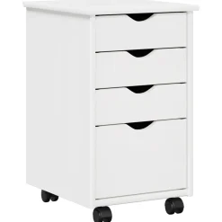 vidaXL Rolling Kast met wiel Wit 34 x 39 x 56 cm Massief grenenhout