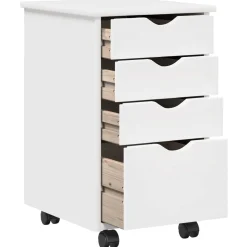 vidaXL Rolling Kast met wiel Wit 34 x 39 x 56 cm Massief grenenhout