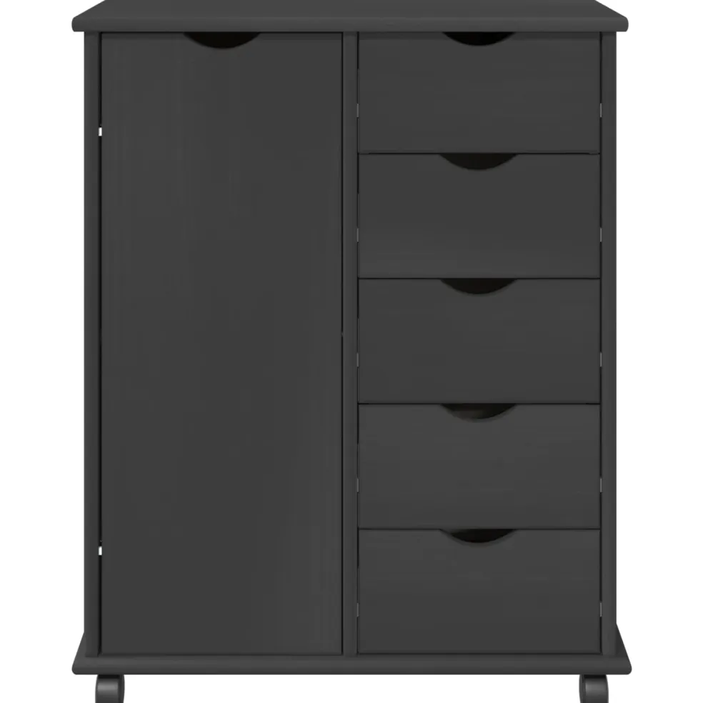 vidaXL Rolling Kast 63,5 x 39 x 79 cm Massief Vurenhout Grijs