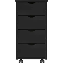 vidaXL Rolling Kast 34 x 39 x 65,5 cm Massief Vurenhout Zwart