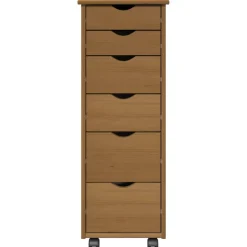 vidaXL Rolling Kast 34 x 39 x 93,5 cm Massief Vurenhout Honingbruin