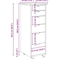 vidaXL Rolling Kast 34 x 39 x 93,5 cm Massief Vurenhout Honingbruin