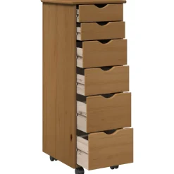 vidaXL Rolling Kast 34 x 39 x 93,5 cm Massief Vurenhout Honingbruin