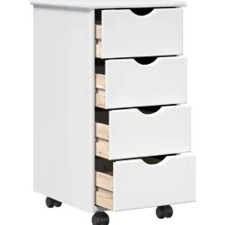vidaXL Rolling Kast 34 x 39 x 65,5 cm Massief Vurenhout Wit