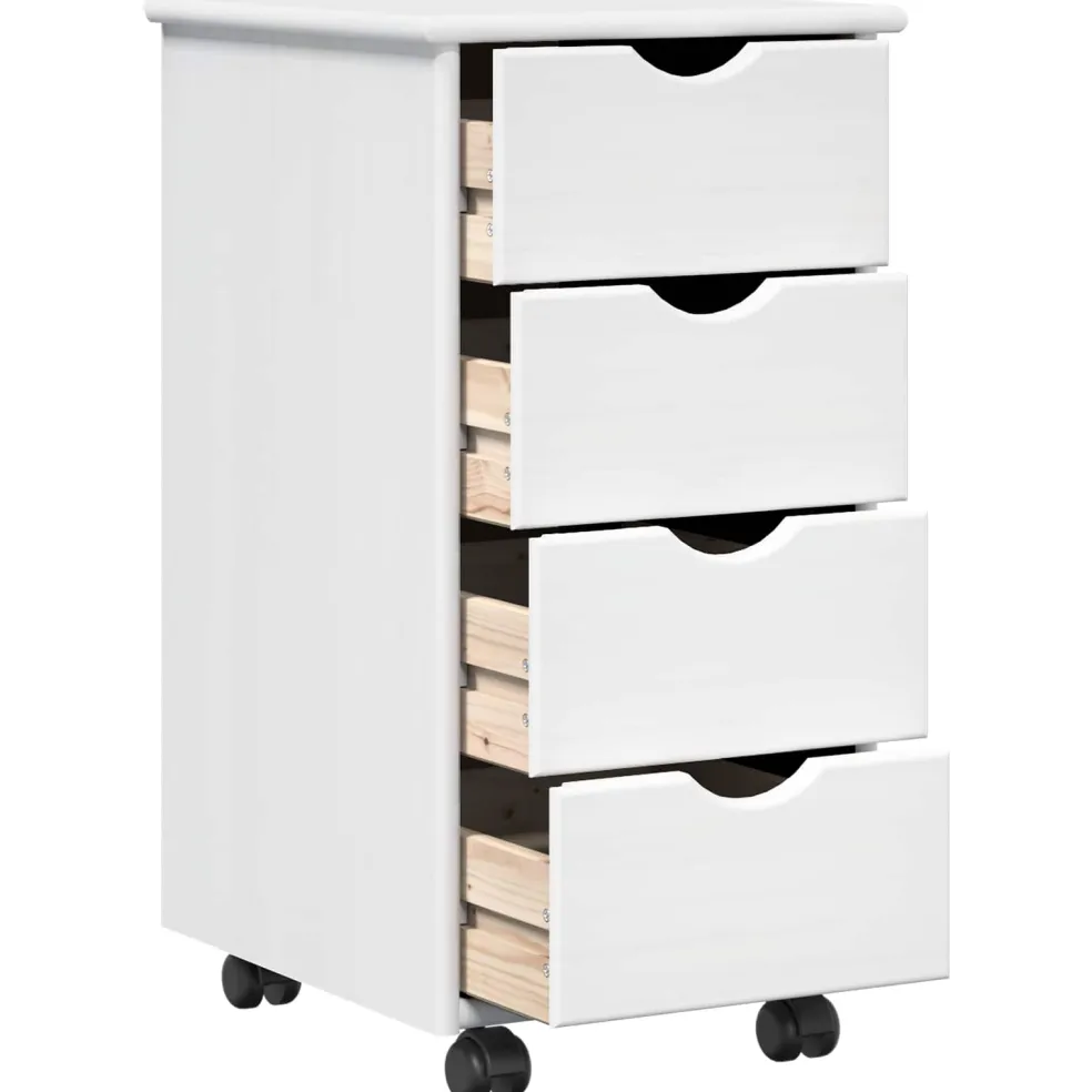 vidaXL Rolling Kast 34 x 39 x 65,5 cm Massief Vurenhout Wit
