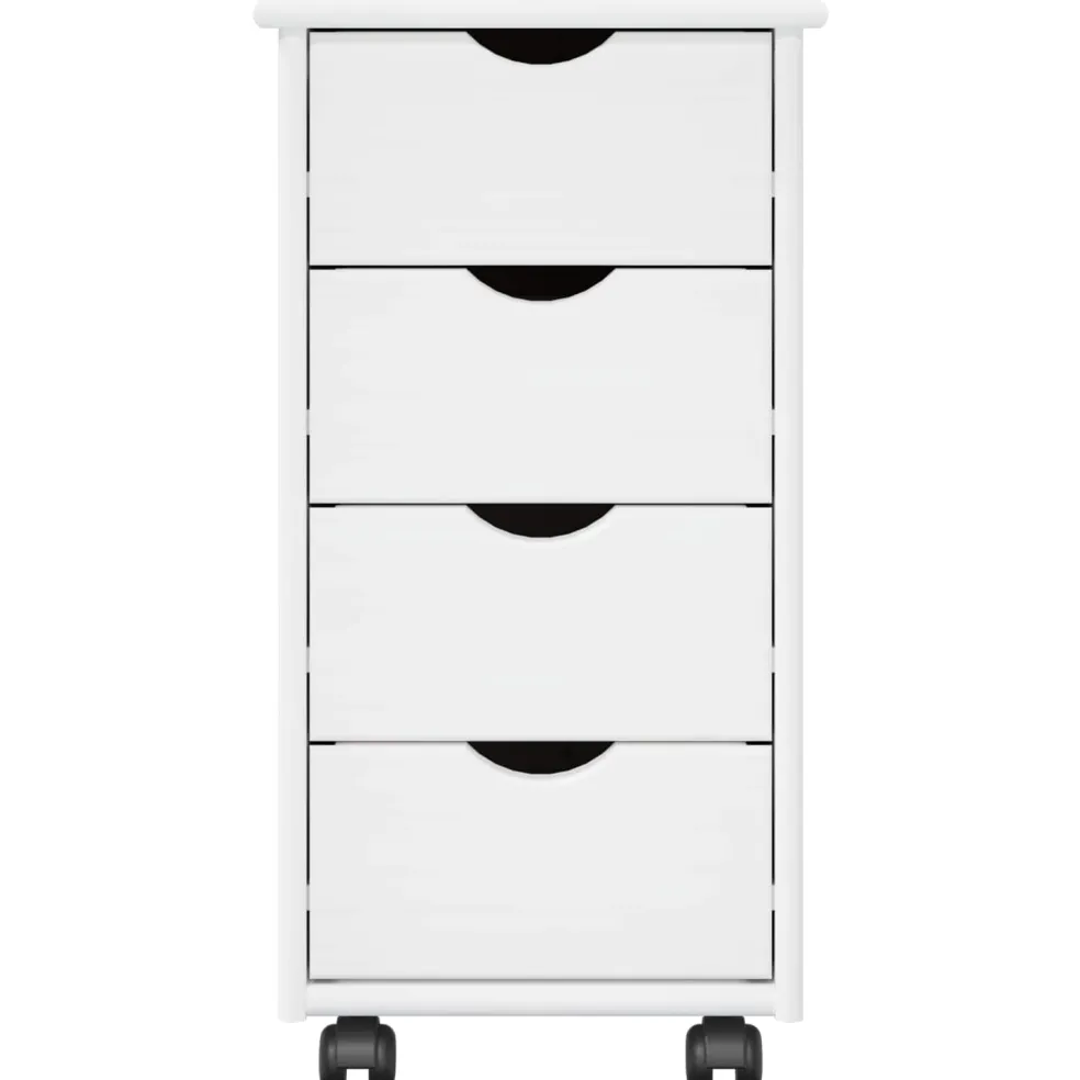 vidaXL Rolling Kast 34 x 39 x 65,5 cm Massief Vurenhout Wit