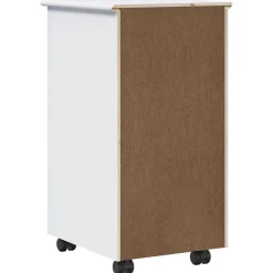 vidaXL Rolling Kast 34 x 39 x 65,5 cm Massief Vurenhout Wit