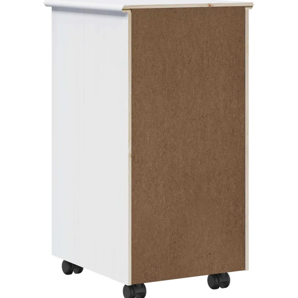 vidaXL Rolling Kast 34 x 39 x 65,5 cm Massief Vurenhout Wit
