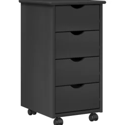 vidaXL Rolling Kast 34 x 39 x 65,5 cm Massief Vurenhout Grijs