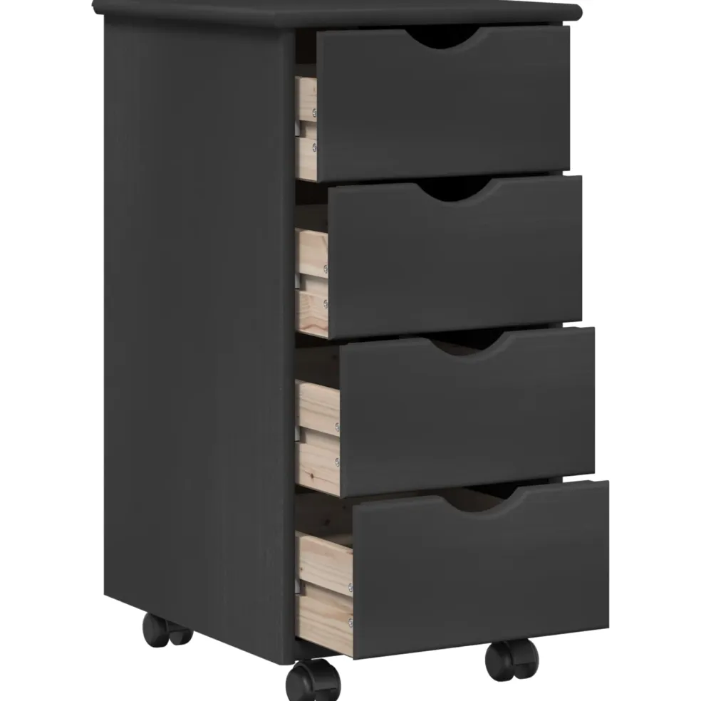 vidaXL Rolling Kast 34 x 39 x 65,5 cm Massief Vurenhout Grijs