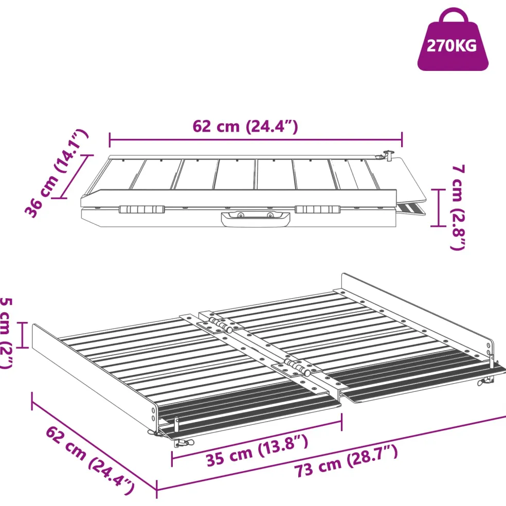 vidaXL Rolstoelhelling 270 kg Zilver 270 kg Aluminium