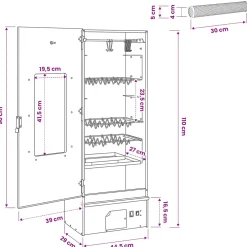 vidaXL Rookoven 3 st 44,5 x 29 x 110 cm Gegalvaniseerd staal