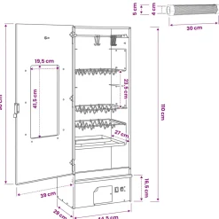vidaXL Rookoven 3 st 44,5 x 29 x 110 cm Verzinkt staal zilver