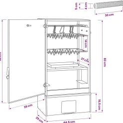 vidaXL Rookoven 3 st 44,5 x 29 x 83 cm Verzinkt staal zilver
