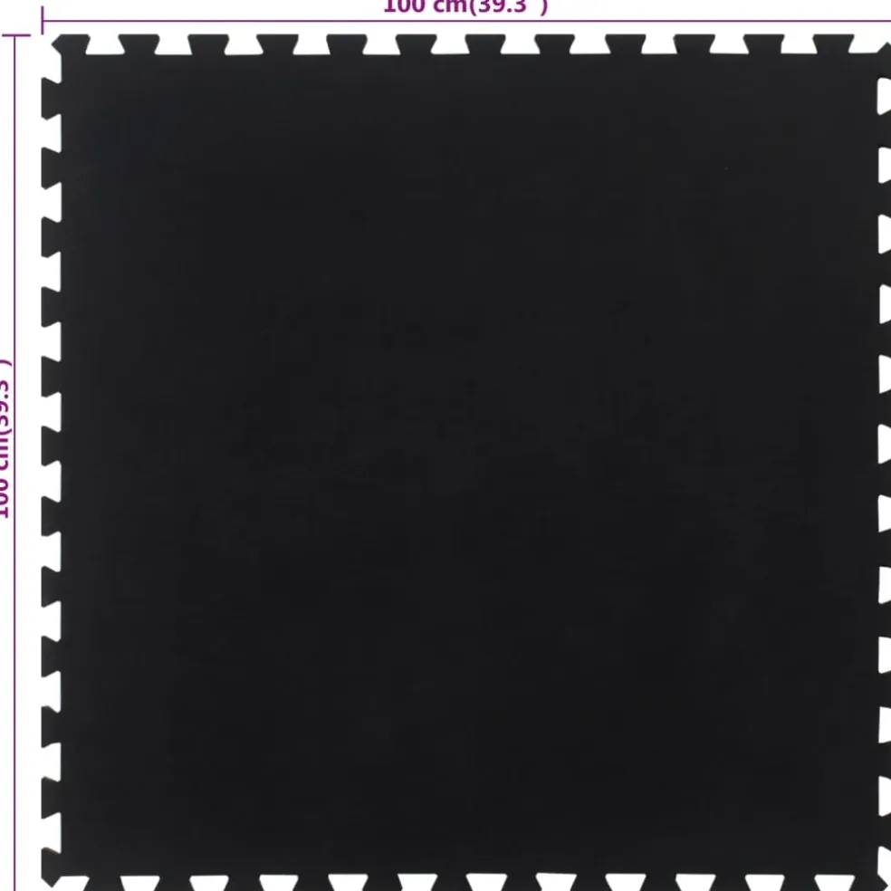 vidaXL Rubbertegel 12 mm 100x100 cm zwart