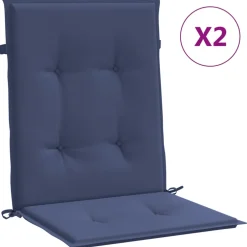 vidaXL Rugkussens 2 st Marineblauw 100 x 50 x 4 cm