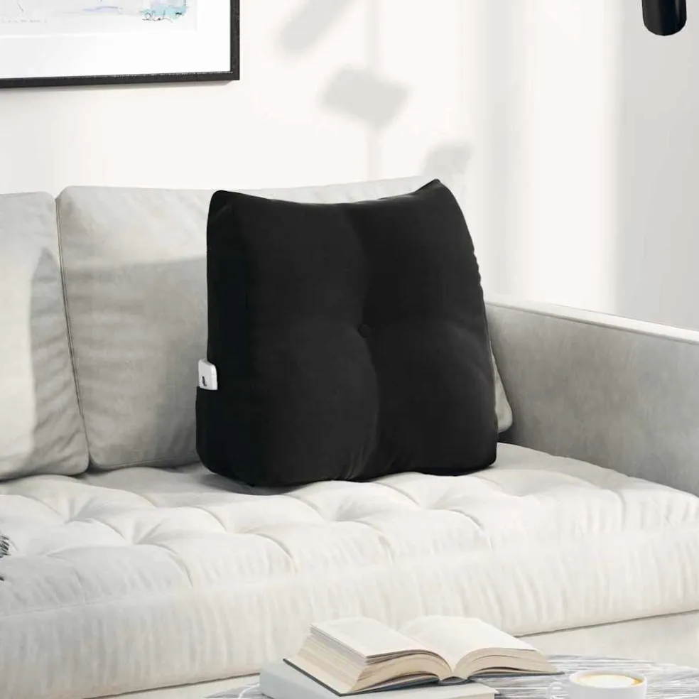 vidaXL Rugkussen Zwart 45 x 24 x 50 cm Fluweel