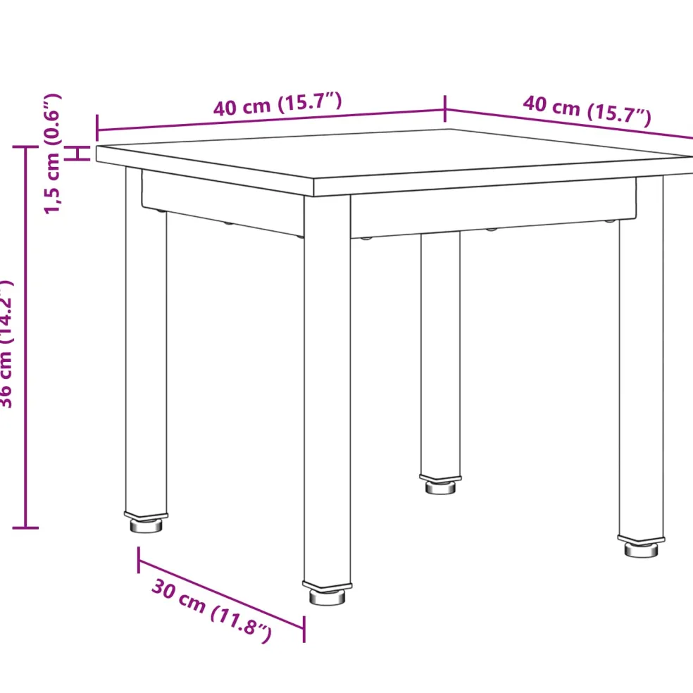 vidaXL Salontafel Artisanaal eiken 40 x 40 x 36 cm Bewerkt hout