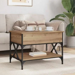 vidaXL Salontafel Artisan Eiken 70x50x50cm Bewerkt hout