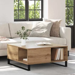vidaXL Salontafel Artisan Eiken 80 x 80 x 36,5 cm Bewerkt hout