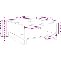 vidaXL Salontafel Artisan Eiken 80 x 80 x 36,5 cm Bewerkt hout