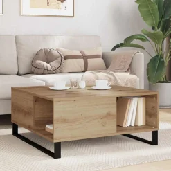 vidaXL Salontafel Artisan Eiken 80 x 80 x 36,5 cm Bewerkt hout