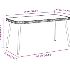vidaXL Salontafel Bruin en zwart 90 x 45 x 43 cm poly rattan