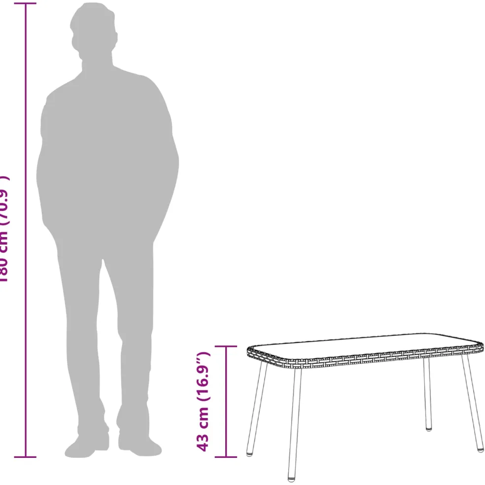 vidaXL Salontafel Bruin en zwart 90 x 45 x 43 cm poly rattan