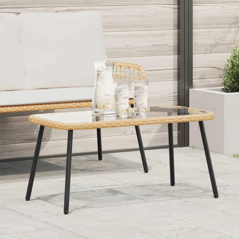 vidaXL Salontafel Bruin en zwart 90 x 45 x 43 cm poly rattan