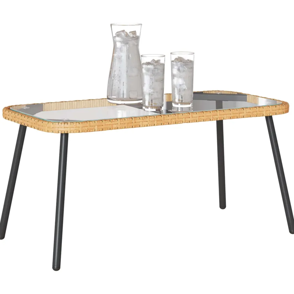 vidaXL Salontafel Bruin en zwart 90 x 45 x 43 cm poly rattan