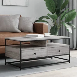 vidaXL Salontafel Grijs Sonoma 100 x 51 x 45 cm Bewerkt hout