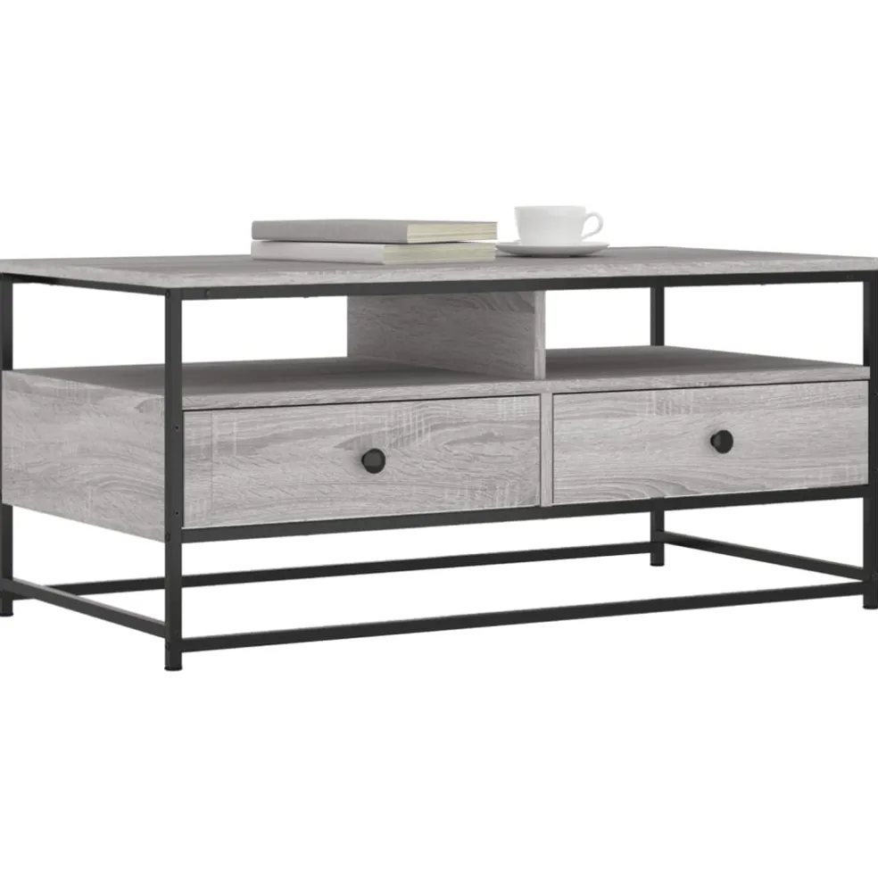 vidaXL Salontafel Grijs Sonoma 100 x 51 x 45 cm Bewerkt hout