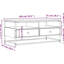 vidaXL Salontafel Grijs Sonoma 100 x 51 x 45 cm Bewerkt hout