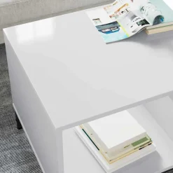vidaXL Salontafel Hoogglans wit 90 x 49 x 46 cm Bewerkt hout
