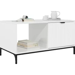 vidaXL Salontafel Hoogglans wit 90 x 49 x 46 cm Bewerkt hout