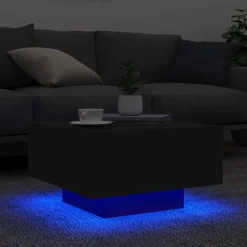 vidaXL Salontafel met LED-verlichting 55x55x31 cm zwart