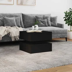 vidaXL Salontafel met LED-verlichting 50x50x40 cm zwart