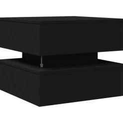 vidaXL Salontafel met LED-verlichting 50x50x40 cm zwart