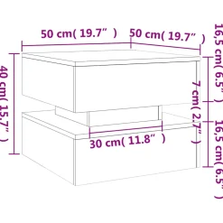 vidaXL Salontafel met LED-verlichting 50x50x40 cm zwart