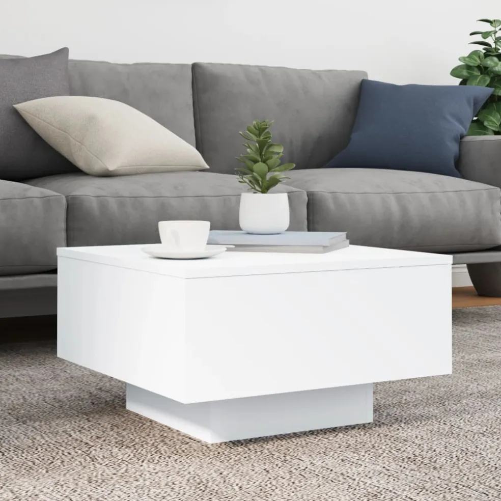 vidaXL Salontafel met LED-verlichting 55x55x31 cm wit