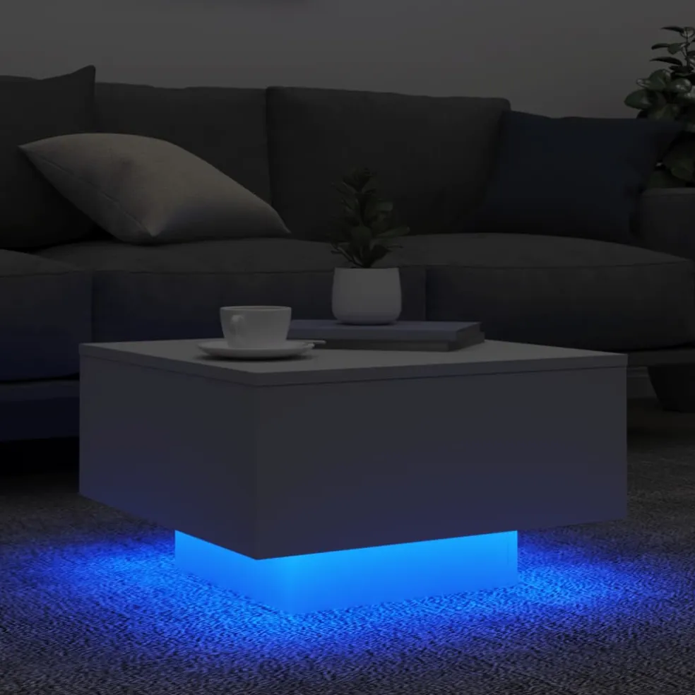 vidaXL Salontafel met LED-verlichting 55x55x31 cm wit