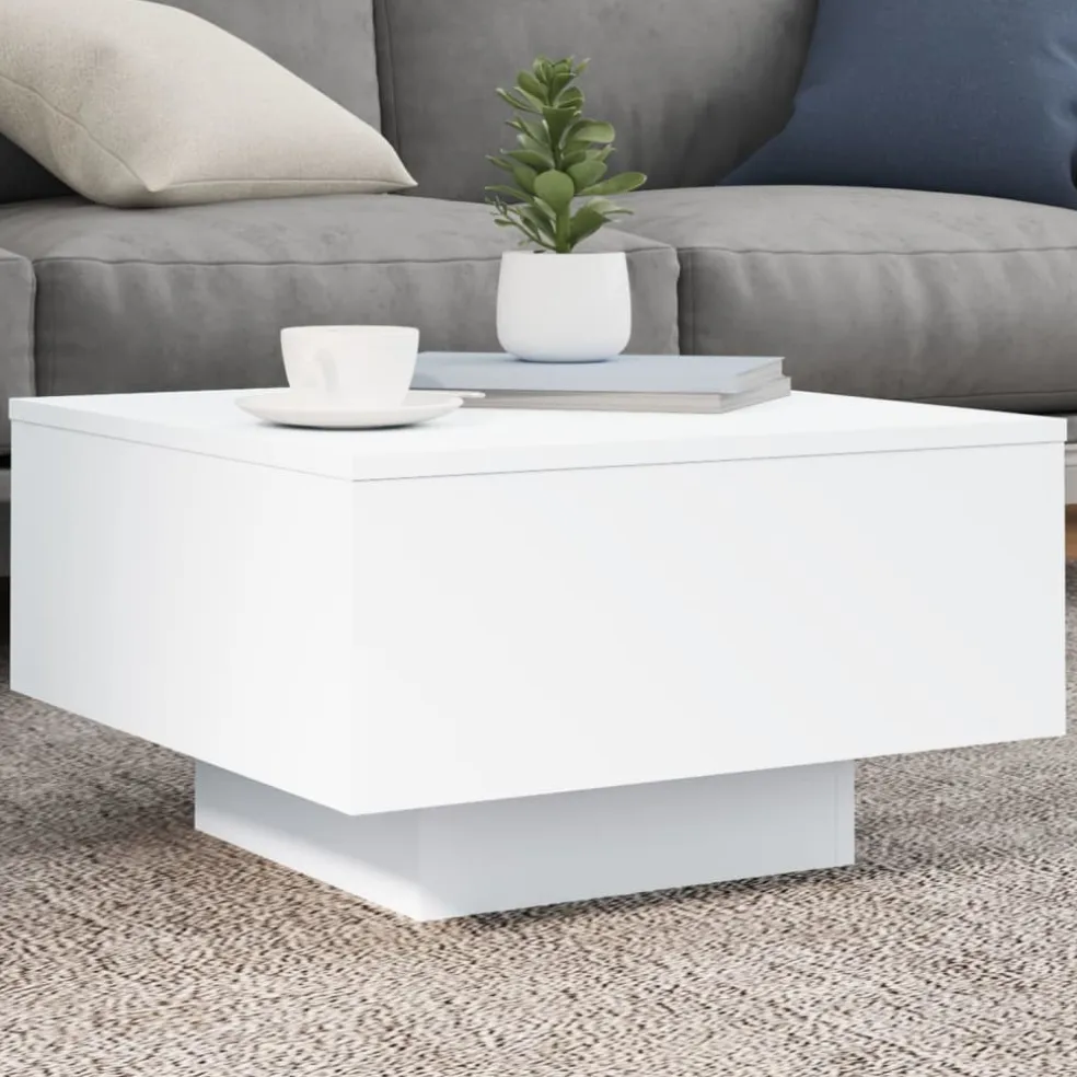 vidaXL Salontafel met LED-verlichting 55x55x31 cm wit