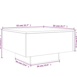 vidaXL Salontafel met LED-verlichting 55x55x31 cm wit