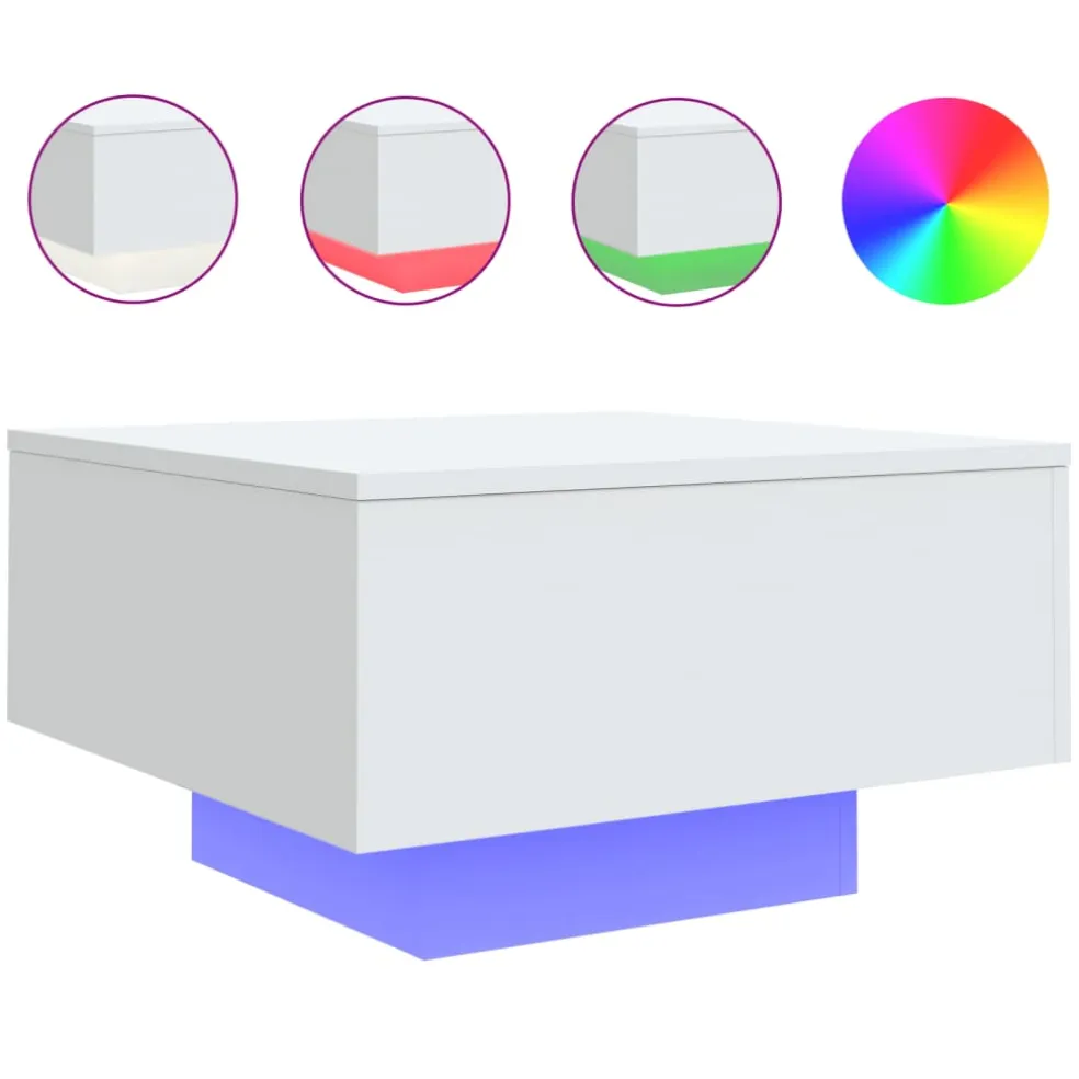 vidaXL Salontafel met LED-verlichting 55x55x31 cm wit