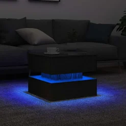vidaXL Salontafel met LED-verlichting 50x50x40 cm zwart eikenkleurig