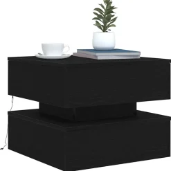 vidaXL Salontafel met LED-verlichting 50x50x40 cm zwart eikenkleurig